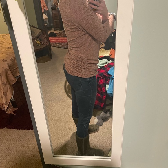 FADED GLORY // salmon ruched lacey-back top - Picture 8 of 11